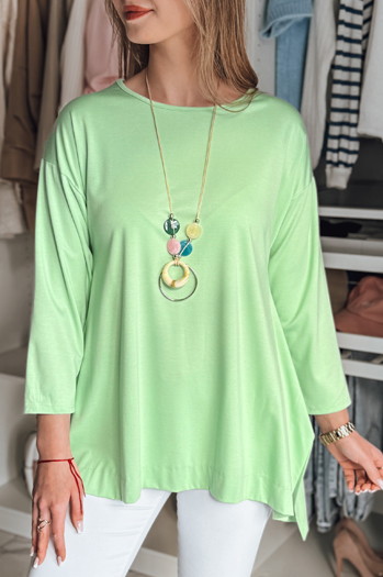 Bluzka damska masełko oversize z wisiorkiem COMFILA jasnozielona Dstreet RY2792