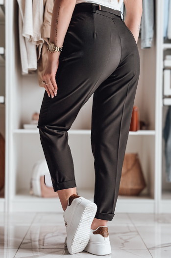 Casualowe spodnie damskie plisowane z paskiem PLISSO czarne Dstreet UY2518