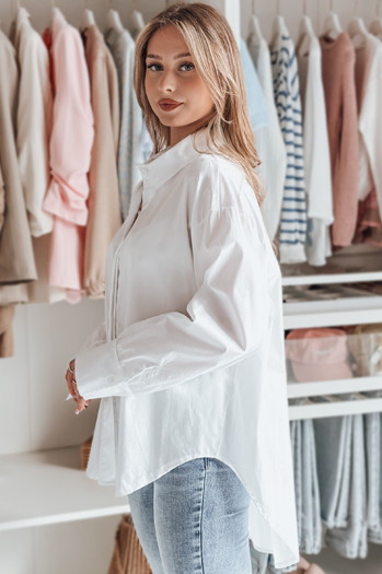Koszula damska oversize z dłuższym tyłem BLUOSIZE biała Dstreet DY0457