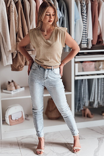 Bluzka damska one size krótka SELFINA złota Dstreet MY2436