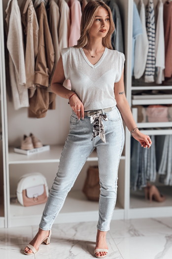 Bluzka damska one size krótka SELFINA popielaty Dstreet MY2437