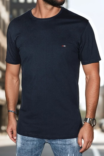 T-shirt męski z haftem granatowy Dstreet RX5633