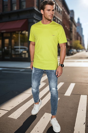 T-shirt męski z haftem żółty Dstreet RX5637