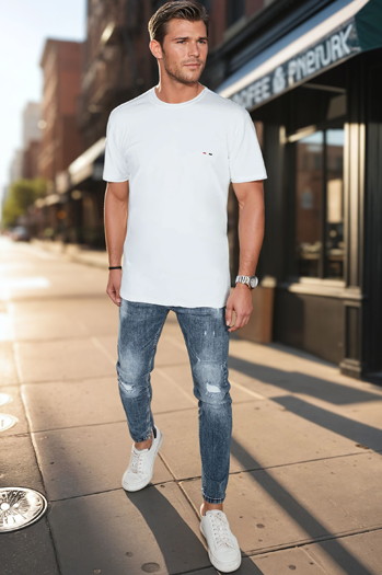 T-shirt męski z haftem biały Dstreet RX5640