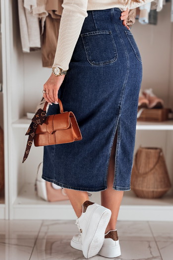 Spódnica damska jeansowa maxi z rozcięciem BLUEVIC niebieska Dstreet CY0486