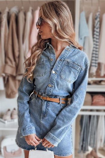 Sukienka damska mini one size JINELLA z paskiem niebieska Dstreet EY2569