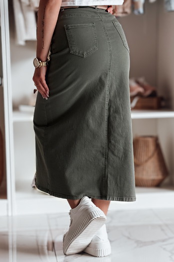 Spódnica jeansowa maxi z rozcięciem MIDIWAY zielona Dstreet CY0489