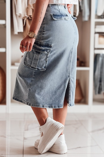 Spódnica jeansowa midi cargo CARGOMIDI niebieska Dstreet CY0490