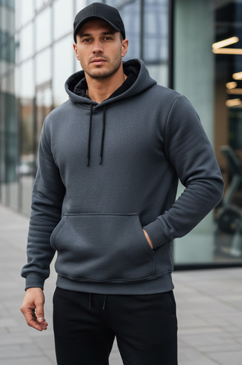 Bluza męska basic z kapturem ciemnoszara Dstreet BX5863