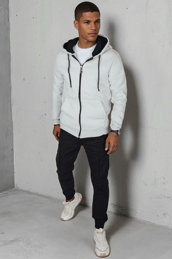 Bluza męska rozpinana basic z kapturem jasnoszara Dstreet BX5866
