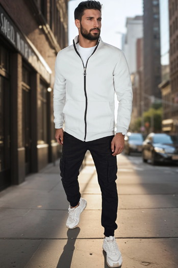 Bluza męska rozpinana ze stójką jasnoszara Dstreet BX5874