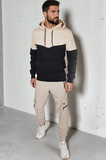 Bluza męska basic z kapturem beżowa Dstreet BX5880