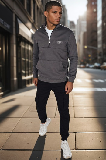 Bluza męska z nadrukiem grafitowa Dstreet BX5888