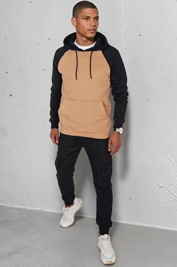 Bluza męska basic z kapturem kamelowa Dstreet BX5891