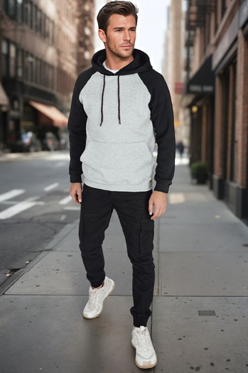 Bluza męska basic z kapturem szara Dstreet BX5892