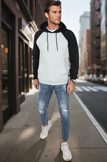 Bluza męska basic z kapturem jasnoszara Dstreet BX5894