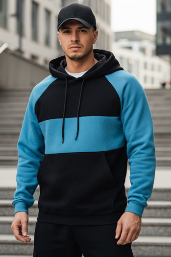 Bluza męska basic z kapturem w czarno-morskie paski Dstreet BX5899