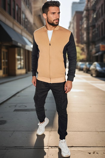 Bluza męska rozpinana za stójką kamelowa Dstreet BX5903