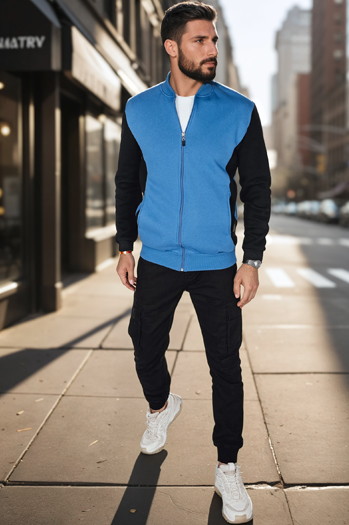 Bluza męska rozpinana za stójką niebieska Dstreet BX5905