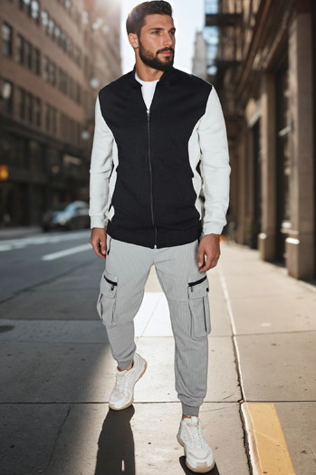 Bluza męska rozpinana za stójką czarna Dstreet BX5909