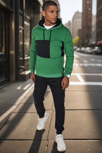 Bluza męska z kapturem ciemnozielona Dstreet BX5910