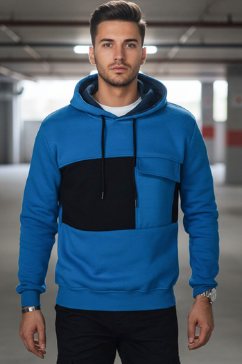 Bluza męska z kapturem niebieska Dstreet BX5912