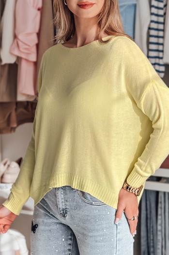 Sweter damski one size oversize gładki SENZIA cytrynowy Dstreet MY2449