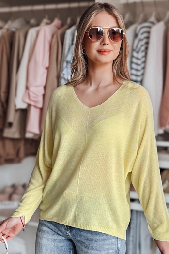 Sweter damskie one size oversize NORVAN cytrynowy Dstreet MY2456