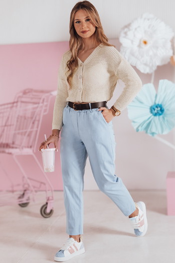 Sweter damskie one size oversize prążkowany SWEETDREAM ecru Dstreet MY2457