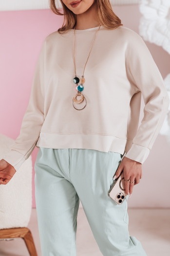 Bluzka damska masełko oversize z wisiorkiem NUBISS mokka Dstreet RY2797