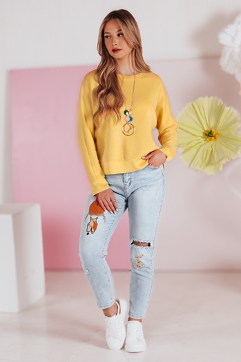 Bluzka damska masełko oversize z wisiorkiem NUBISS żółta Dstreet RY2798