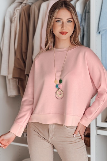 Bluzka damska masełko oversize z wisiorkiem NUBISS różowa Dstreet RY2799