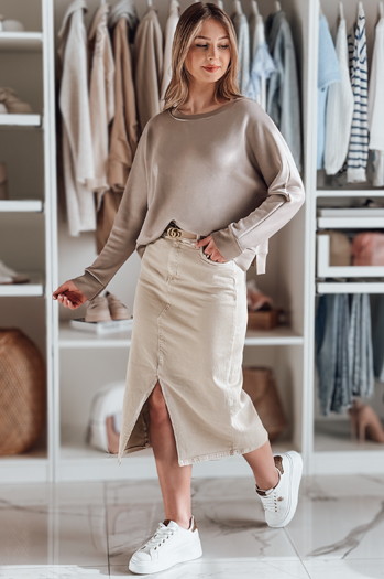 Bluzka damska masełko oversize z wisiorkiem NUBISS popielata Dstreet RY2800