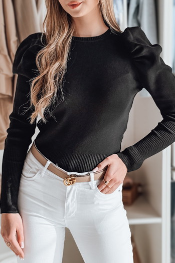 Sweter damski one size z bufkami ELENORI czarny Dstreet MY2465