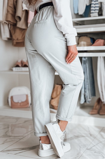 Spodnie damskie chinosy z paskiem TAILANDI jasnoszare Dstreet UY2553