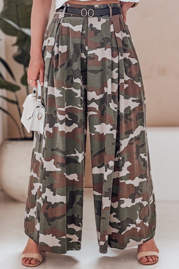 Spódnico-spodnie moro z paskiem FLOWES ciemnozielone Dstreet UY2561