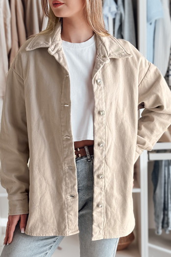 Kurtka damska przejściowa koszulowa oversize KOSMOJACK j.beżowa Dstreet TY4842