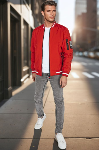 Kurtka męska przejściowa bomberka czerwona Dstreet TX5014