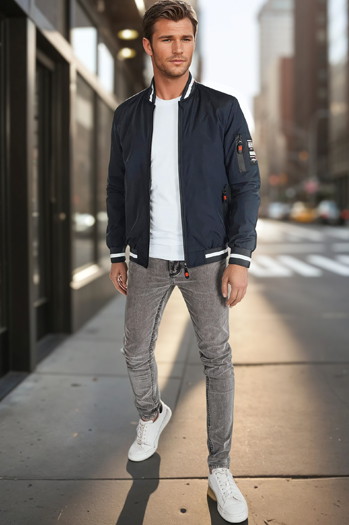 Kurtka męska przejściowa bomberka niebieska  Dstreet TX5015