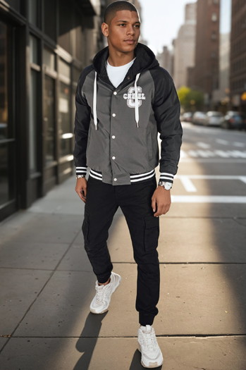 Męska kurtka bomber z kapturem szara Dstreet TX5017