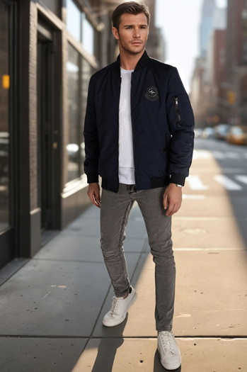 Kurtka męska przejściowa bomberka niebieska Dstreet TX5019