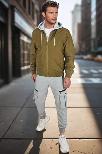 Kurtka męska bomberka z kapturem zielona Dstreet TX5022