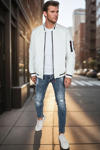Kurtka męska przejściowa bomberka biała Dstreet TX5025