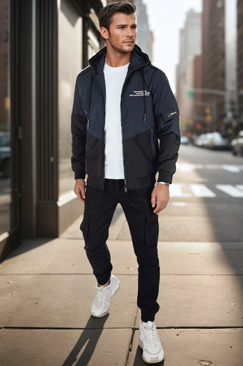 Kurtka męska przejściowa z kapturem niebieska Dstreet TX5026