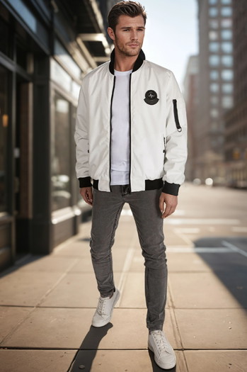 Kurtka męska przejściowa bomberka beżowa Dstreet TX5028