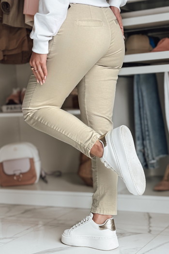 Spodnie damskie chinosy z paskiem MODELA cappuccino Dstreet UY2566