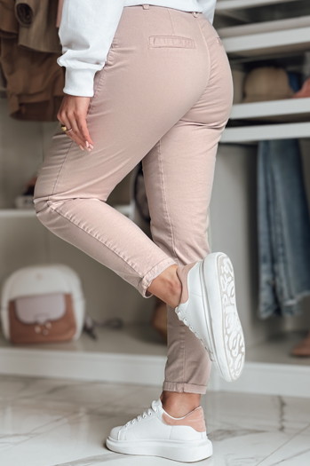 Spodnie damskie chinosy z paskiem MODELA różowe Dstreet UY2569