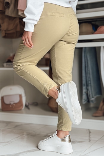 Spodnie damskie chinosy z paskiem MODELA ciemnobeżowe Dstreet UY2571