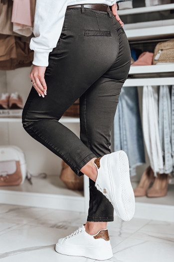 Spodnie damskie slim fit z paskiem LINESKA khaki Dstreet UY2576