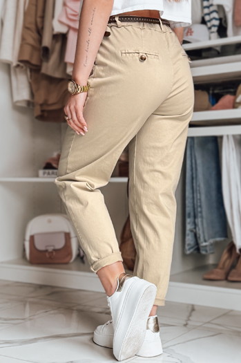Spodnie damskie chinosy z paskiem RELCIX ciemnobeżowe Dstreet UY2580